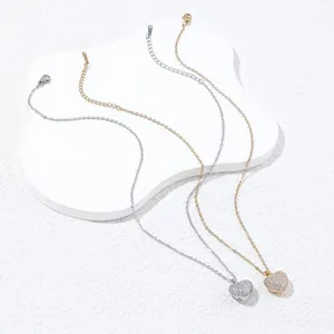 Edelstahl Herz Anhänger Halskette Strass Mode Pendler Schmuck Für Damen Elegante Herz Halsketten Geschenk