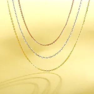 High-quality titanium steel O-link chains shown in gold, silver, and rose gold finishes.