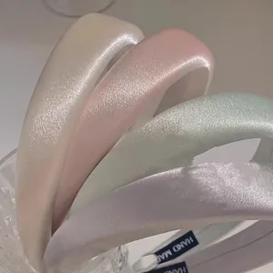 Elegant silk satin padded headbands in Morandi colors for a high cranial top look