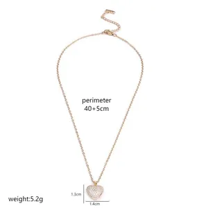 Vergoldete Edelstahl-Herzkette mit funkelnden Zirkonia-Steinen besetzt, 40+5cm Länge