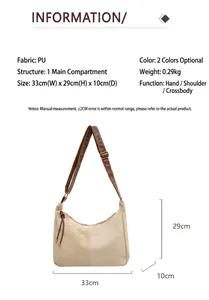 Guide détaillé des tailles pour un grand sac à bandoulière en similicuir PU beige de loisirs