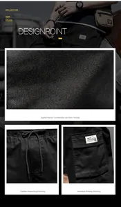 Vue détaillée du short cargo noir avec taille à cordon et poche utilitaire latérale.