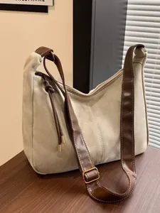 Sac Fourre-Tout Rétro en Cuir Synthétique pour Femmes Grande Capacité Sac à Bandoulière Dessous de Bras Avec Sangle Réglable