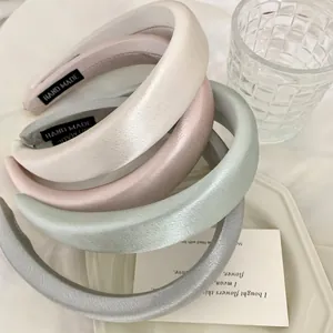 Elegant padded satin headbands in Morandi colors designed for high top hairstyle look