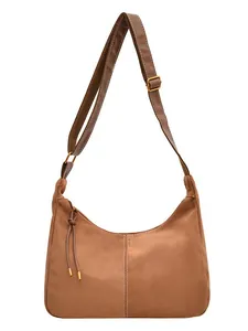 Sac hobo rétro en daim marron pour femme avec bandoulière réglable et grande capacité