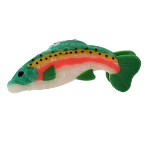 Colorful acetate rainbow fish hair claw clip featuring a unique salmon pattern design.