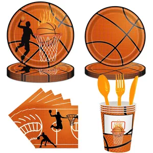 Basketball-Party-Geschirrset mit Tellern, Bechern und Servietten für Sportevents