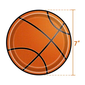 Einweg-Pappteller mit Basketball-Muster für Sport-Mottopartys, 7 Zoll Durchmesser