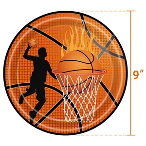 9 Zoll Basketball Themen Einweg-Papierteller für Sport Mottoparty Tischdekoration