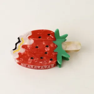 Strawberry popsicle shaped acetate hair claw clip for women's stylish hair styling