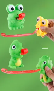 Jouets à presser grenouille et dinosaure avec langue soufflante pour anti-stress