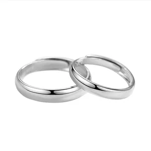Anelli di coppia minimalisti in argento sterling S925 con design a fascia aperta