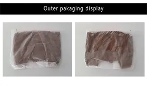 Detailed view showing the outer packaging for the large brown suede fringe hobo bag