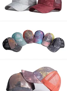 Dettagli di berretti da baseball traspiranti da donna con stampe mimetiche e tie-dye