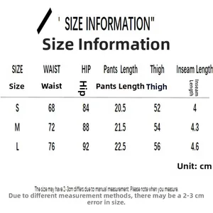 Detailed size chart for women's hot drill zip-up hoodie and shorts set measurements