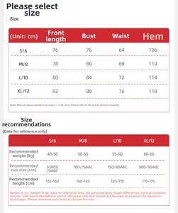 Detailed size chart and fit guide for quick-dry backless yoga dress with chest pads
