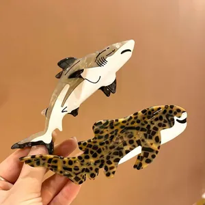 Cute acetate shark hair claw clips featuring ocean animal designs for women