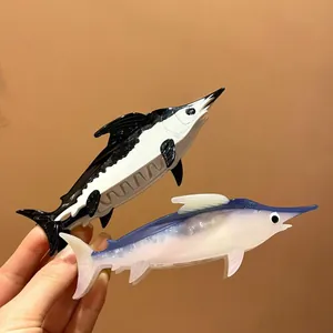 Handmade acetate marlin fish hair claw clips for women, ocean series hair accessories
