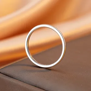 Minimalist 2mm polished 925 sterling silver band ring for men and women elegant jewelry