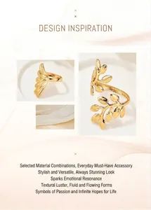 Detailed macro view of vintage gold leaf and botanical flower rings for women