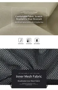 Macro detail of the breathable mesh lining and durable waterproof fabric of this outdoor vest