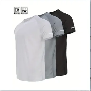 3er-Pack Herren Sport-T-Shirts in Weiß, Grau und Schwarz, schnelltrocknend für Training.