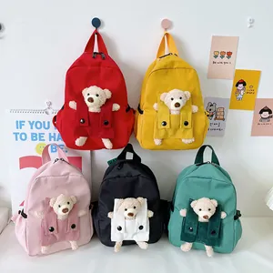 Mignon Sac à Dos Enfant Ours en Peluche pour Maternelle en Nylon Cartable Enfant Mode Dessin Animé pour Petits