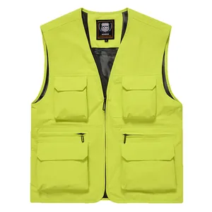 Quick-dry men's outdoor utility vest with multiple pockets for fishing and hiking activities