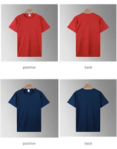 Vorder- und Rückansicht von roten und dunkelblauen Herren-Sport-T-Shirts, schnelltrocknend