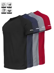 Pack de t-shirts de sport à séchage rapide pour hommes avec bande réfléchissante