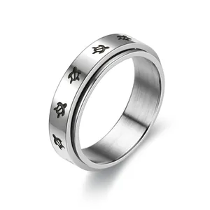 Stainless steel turtle pattern spinning ring for anxiety relief and stress reduction