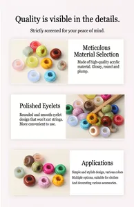 Detail view showing smooth polished holes and various textures of colorful resin beads