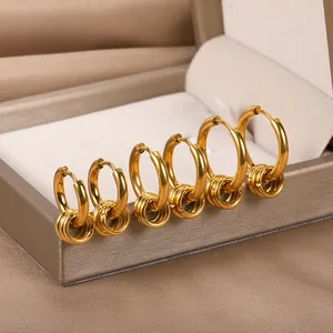 Elegant vintage 18K gold plated hoop earrings for women in three different sizes