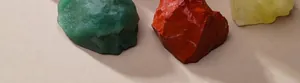 Detail view of colorful natural crystal raw stones used as incense burner bases