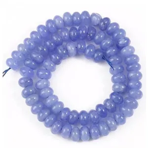 Macro view of 5x8mm blue natural stone abacus spacer beads for DIY jewelry making