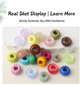 Assorted colorful resin large hole beads with solid and cracked textures for DIY jewelry