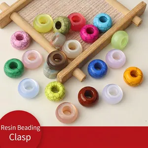 Resin Large Hole Beads Colorful Marble Crack Pattern DIY Jewelry Accessories For Clothing Bag Handmade Bracelet Craft Beads