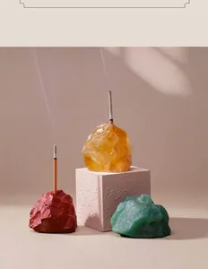 Hand-polished natural crystal stone incense holder with 3mm hole for aromatherapy