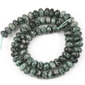 Natural greenish-grey stone rondelle abacus beads 5x8mm for DIY bracelet jewelry making strand