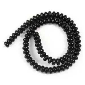 Black natural stone abacus spacer beads 5x8mm for DIY jewelry making and bracelet strands