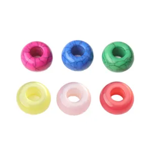 Six colorful resin large hole beads for DIY jewelry making and clothing accessories