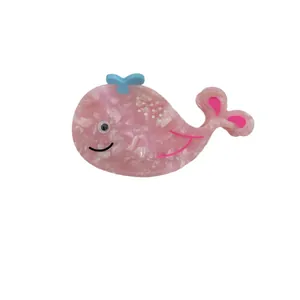 Cute pink whale acetate hair claw clip with marble texture for women hair accessory