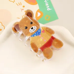Pince à cheveux mignonne en forme d'ours ambré en acétate pour coiffures de fête