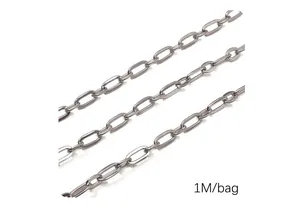 Close-up of stainless steel paperclip chain links for DIY jewelry making
