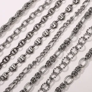 Stainless Steel DIY Jewelry Chain Accessories For Necklace Bracelet Making Metal Heart Sunflower Pattern Link Chain Accessory