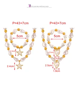 Size specifications for irregular faux pearl necklace and bracelet set with charms