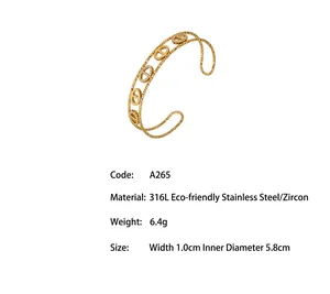 Technical specifications of 316L stainless steel pig nose bangle with cubic zirconia