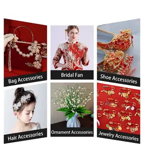 Detail view of multifunctional Chinese style pearl and floral charms for DIY fashion use