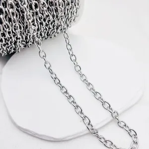 Détail de la chaîne à maillons en O en acier inoxydable argenté pour la bijouterie DIY