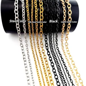 Chaîne à Maillons Croisés en Acier Inoxydable DIY Pour Collier Bracelet Fabrication de Bijoux Accessoires Or Argent Noir
